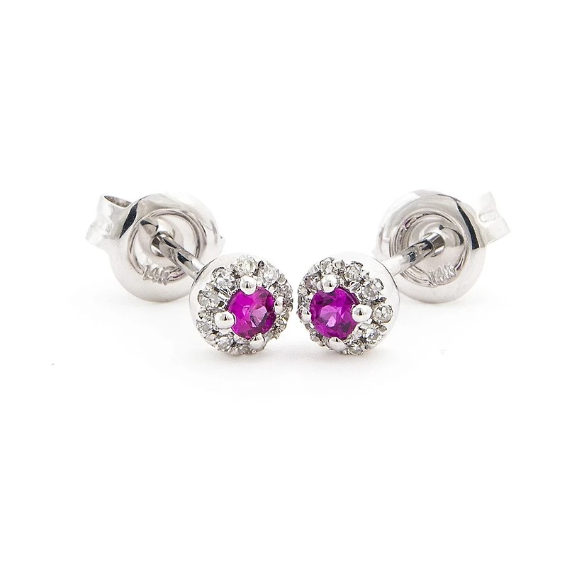 Ruby and Diamond Stud Earrings