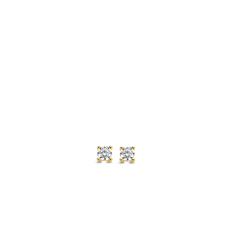 Basic 4MM Zirconia Golden Stud Earrings