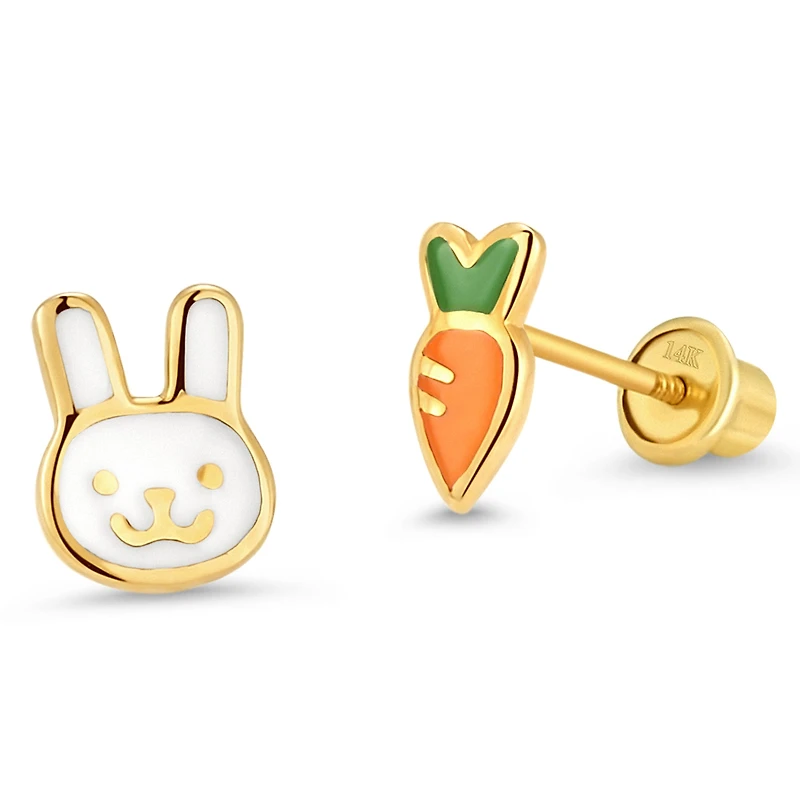 Bunny and Carrot Stud Earrings