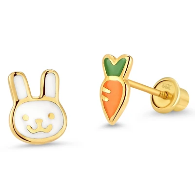 Bunny and Carrot Stud Earrings