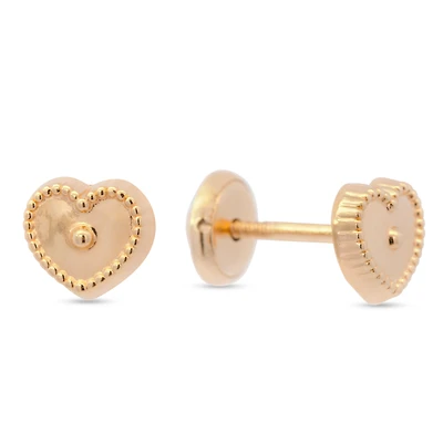 Beaded Border Heart Kids Stud Earrings