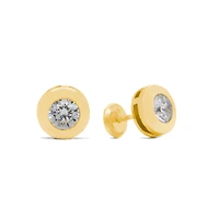 Wide Bezel Set Zirconia 3MM Stud Earrings