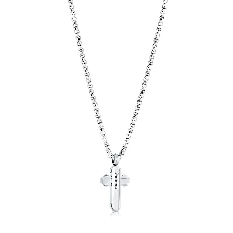 Zirconia Steel Cross 18 inch Chain