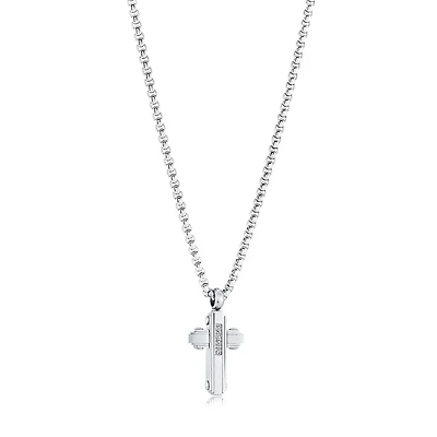 Zirconia Steel Cross 18 inch Chain