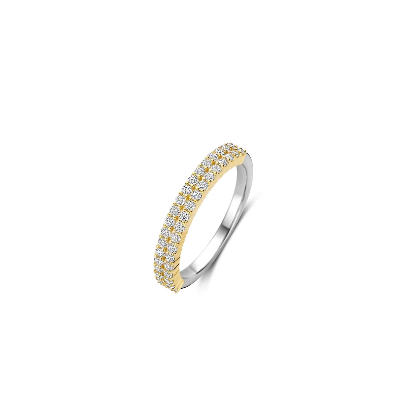 Double Row Zirconias Golden Ring