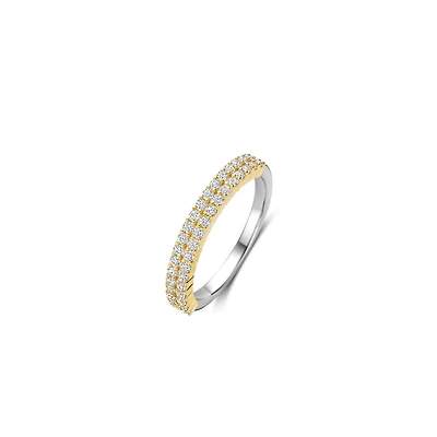 Double Row Zirconias Golden Ring