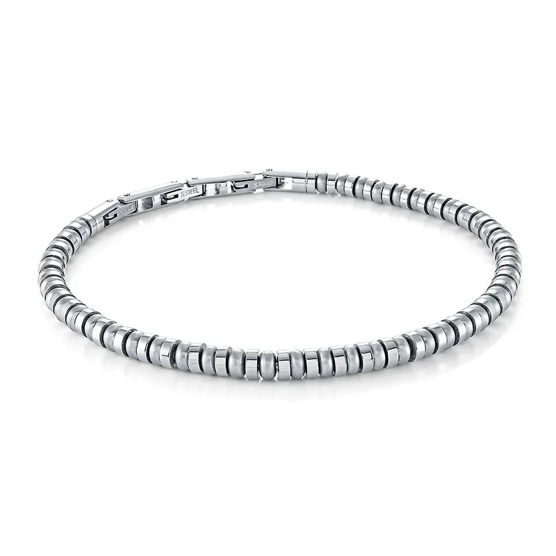 4MM Beads Polished and Brushed Steel Bracelet