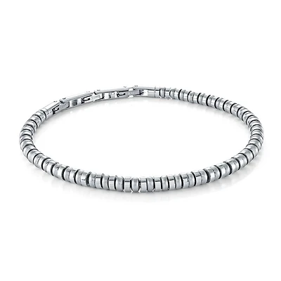 4MM Beads Polished and Brushed Steel Bracelet