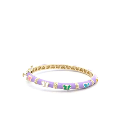 Purple Colorful Butterflies Kids Bangle Bracelet