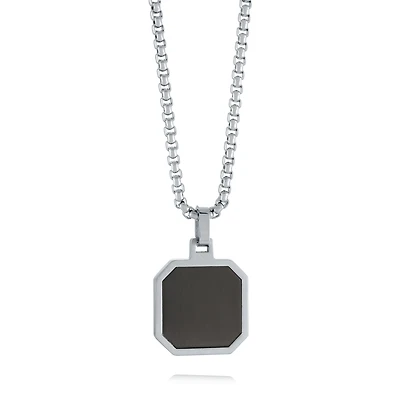 Octagon Black and Steel Necklace