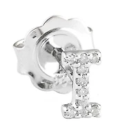 Diamond Initial Silver Stud Earrings