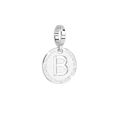 Rhodium Plated Bead Initial Bracelet