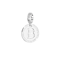 Rhodium Plated Bead Initial Bracelet