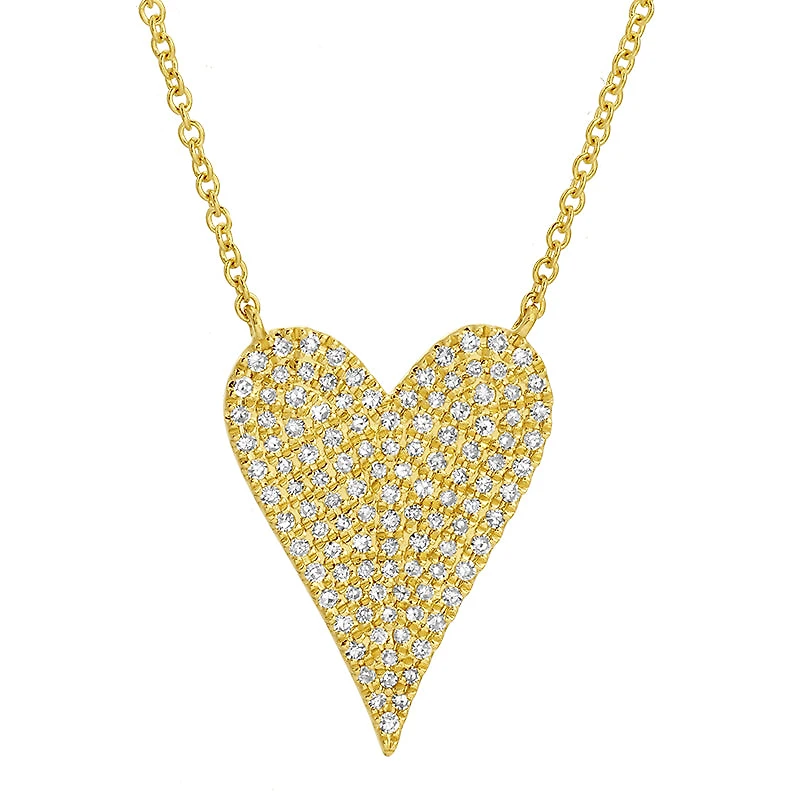 Elongated Heart Yellow Gold .27CT Diamond Necklace