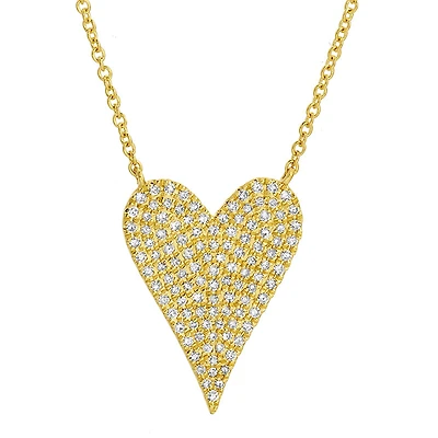 Elongated Heart Yellow Gold .27CT Diamond Necklace