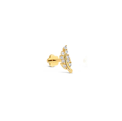Pave Leaf Cartilage Single Earring