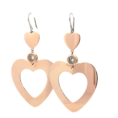 Open Heart Dangle Earrings with Zirconia