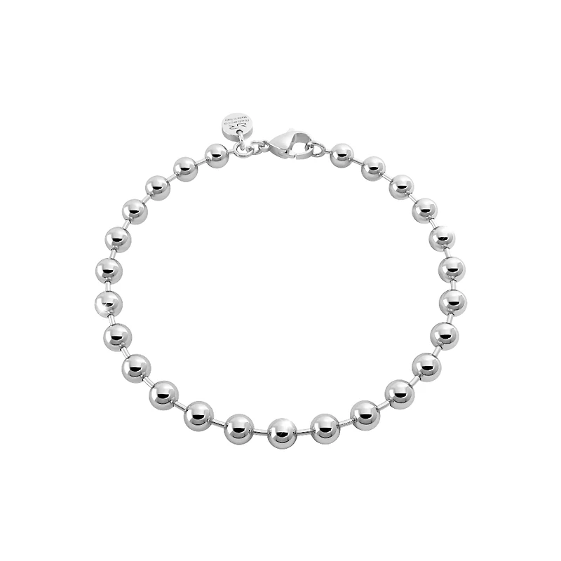 Rhodium Plated Bead Initial Bracelet