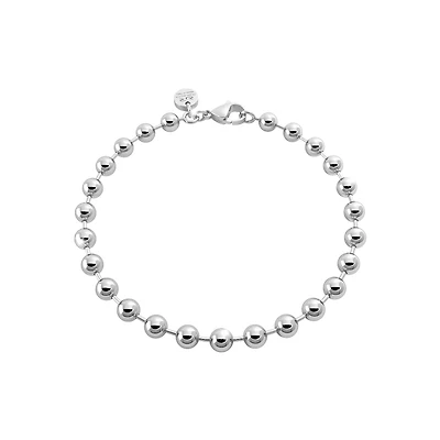 Rhodium Plated Bead Initial Bracelet