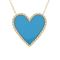 Jumbo Turquoise and Diamonds Heart Necklace