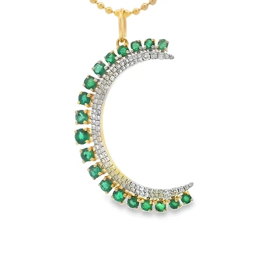 Emerald and Diamond Moon Pendant
