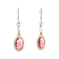Oval Pink Quartz Dangle Earrings