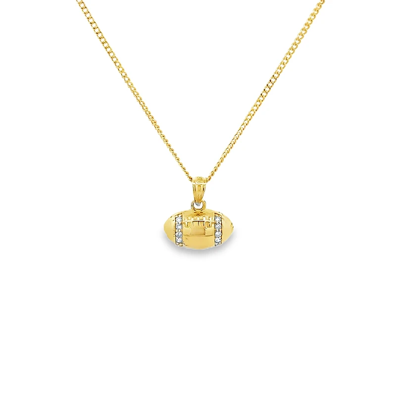 Football Pendant with Clear Zirconia