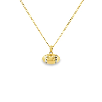 Football Pendant with Clear Zirconia