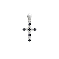 Blue Sapphire and Diamonds Cross Pendant