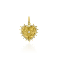 Fluted Heart Pendant with Diamonds