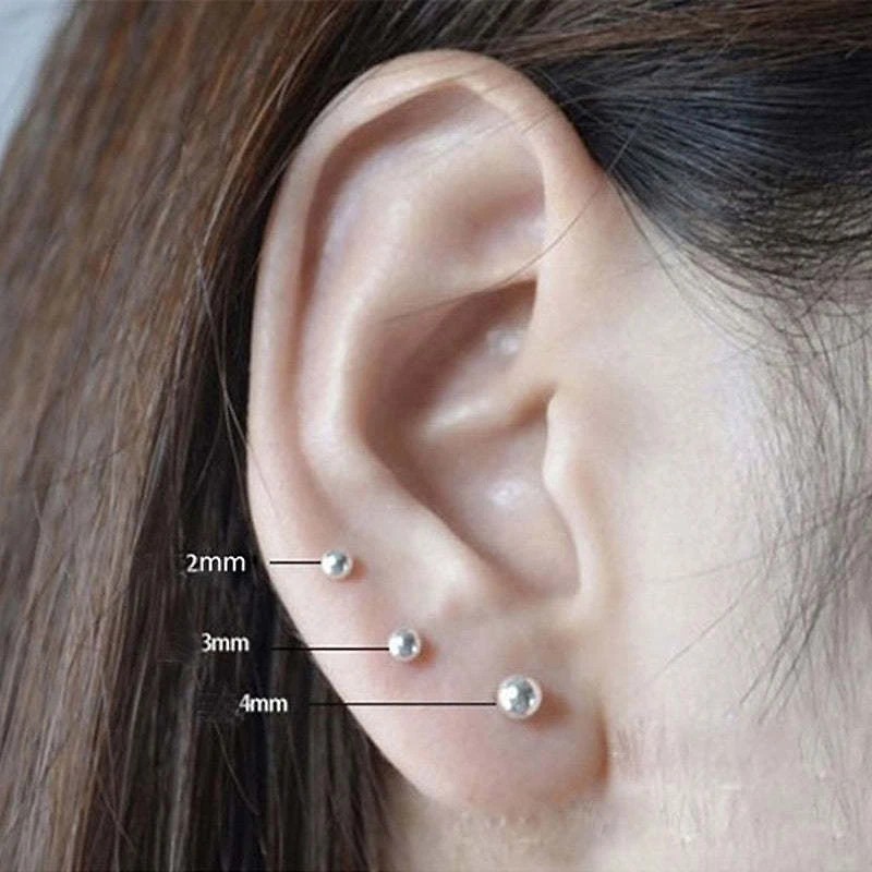 Silver Ball Stud Earrings