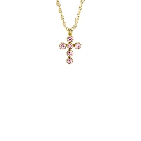 Pink Zirconia Cross Kids Necklace