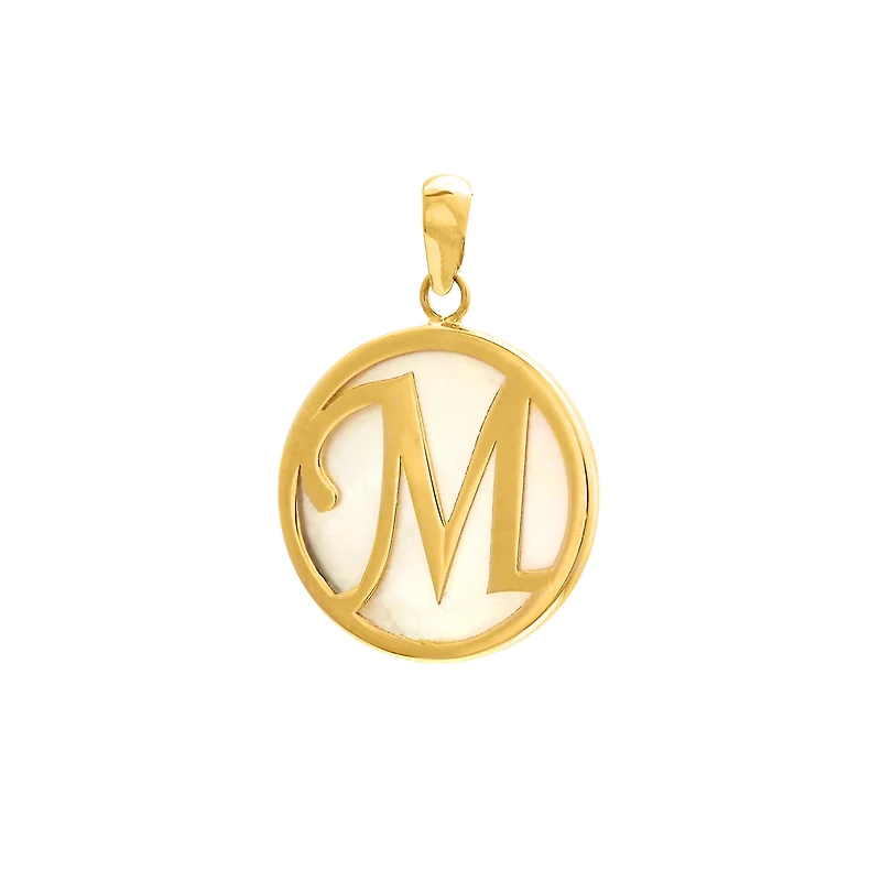 M Initial Pendant with Mother of Pearl