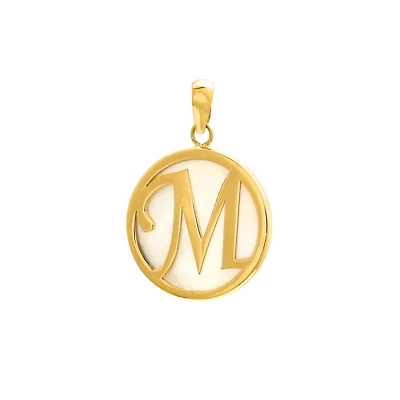 M Initial Pendant with Mother of Pearl
