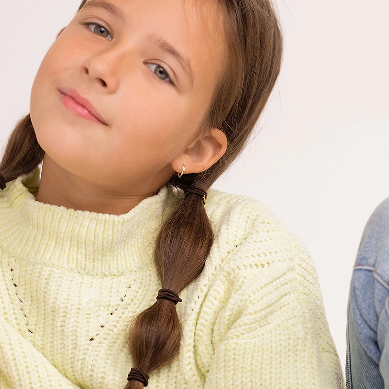 Kids Clear Baguette Hoop Earrings