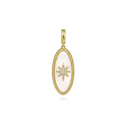 Mother Pearl Star with Diamonds Oval Pendant