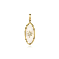 Mother Pearl Star with Diamonds Oval Pendant