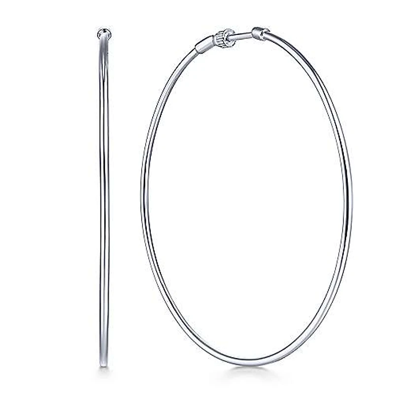 60mm White Gold Hoop Earrings
