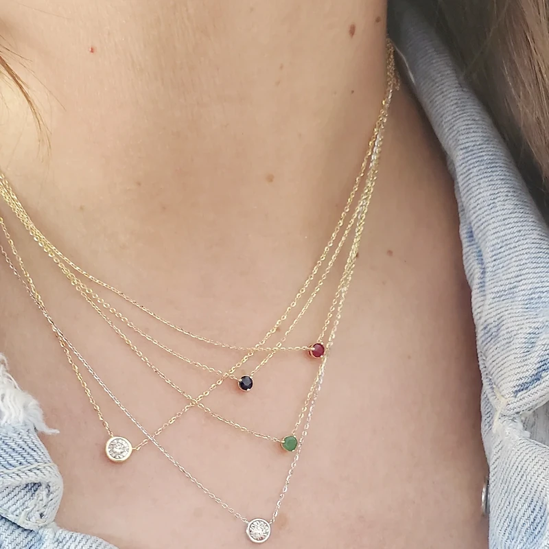 Ruby Solitaire Prong Set Necklace