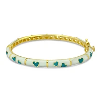White/Teal Blue Hearts Kids Bangle Bracelet