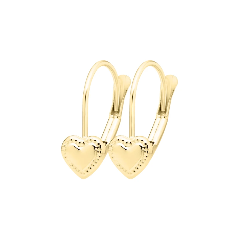 Hearts Beaded Design Leverback Kids Earrings