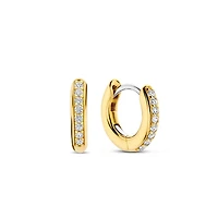 Basic 12MM Golden Pave Huggie Earrings