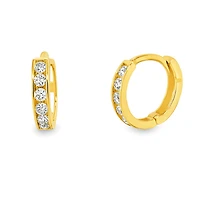 Channel Set Zirconia Huggie Earrings 9MM