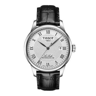 Le Locle Black Leather Strap 39MM Watch