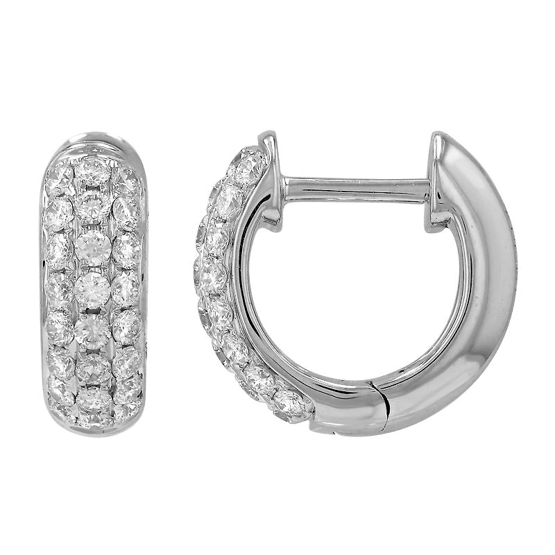 12MM Classic Rounded Diamond Huggie Earrings