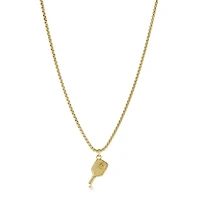 Pickle Ball Racket Gold Steel Necklace