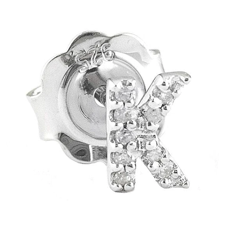 Diamond Initial Silver Stud Earrings