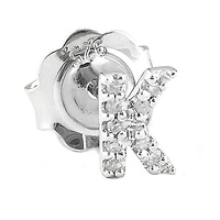Diamond Initial Silver Stud Earrings