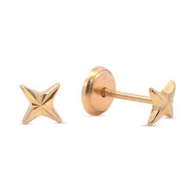Small Four Point Diamond Cut Stud Earrings