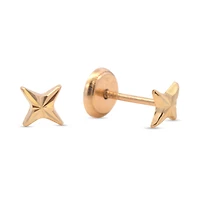 Small Four Point Diamond Cut Stud Earrings